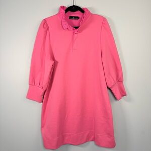 Tuckernuck Pomander Place Charlotte Terry Preppy Polo Mini Dress XL Pink Ruffle
